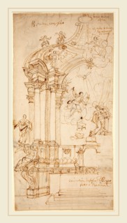 Andrea Pozzo, Italian (1642-1709), A Baldacchino, pen and brown ink over graphite on laid paper