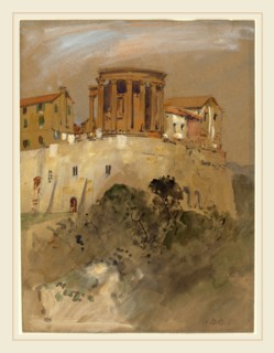 Hercules Brabazon Brabazon, Temple of Vesta at Tivoli, British, 1821-1906, watercolor heightened