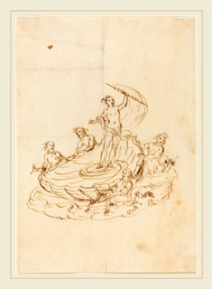 Italian 17th Century, A Design for a Saltcellar, pen and brown ink over black chalk on laid paper