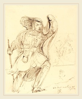 Sir George Hayter, British (1792-1871), Studies for a Scene from Dante's Inferno, pen and brown ink