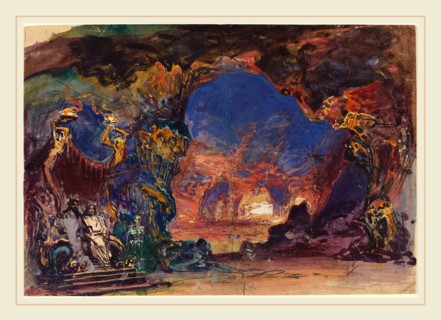 Robert Caney, British (1847-1911), Underworld Scene with a Man and Woman Enthroned and Death