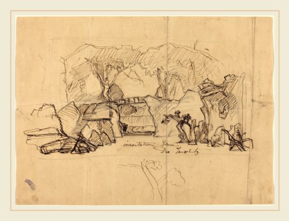 Robert Caney, British (1847-1911), Incantation Scene from "Der Freischutz", pen and brown and black