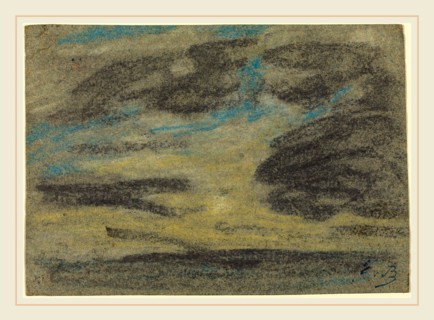 EugÃ¨ne Boudin, French (1824-1898), Clouds over the Sea, blue, gray, white, and yellow chalk on