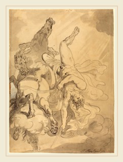 Thomas Rowlandson, British (1756-1827), The Fall of Phaeton, pen and black and gray ink with gray
