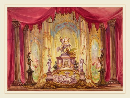 Robert Caney, British (1847-1911), Stage Set With Statue Of St. George Slaying The Dragon,
