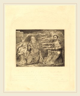 William Blake, British (1757-1827), Job Rebuked by His Friends, 1825, engraving with border and