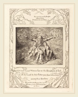 William Blake, British (1757-1827), Job and His Daughters, 1825, engraving