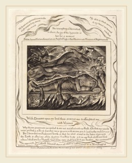 William Blake, British (1757-1827), Job's Evil Dreams, 1825, engraving on India paper