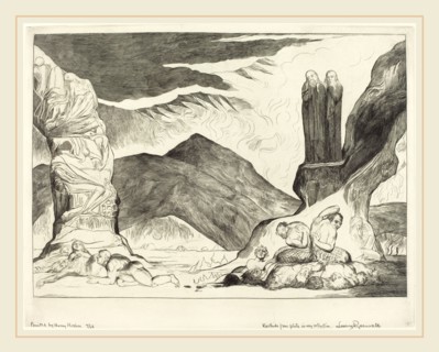 William Blake, British (1757-1827), The Circle of the Falsifiers; Dante and Virgil Covering their