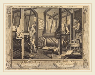 William Hogarth,English, (1697-1764), The Fellow 'Prentices at Their Looms, 1747, etching and
