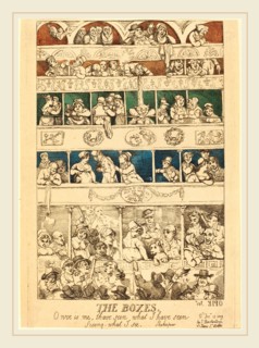 Thomas Rowlandson, British (1756-1827), The Boxes, published 1809, hand-colored etching