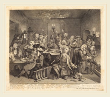 William Hogarth,English, (1697-1764), A Rake's Progress: pl.6, 1735, etching and engraving