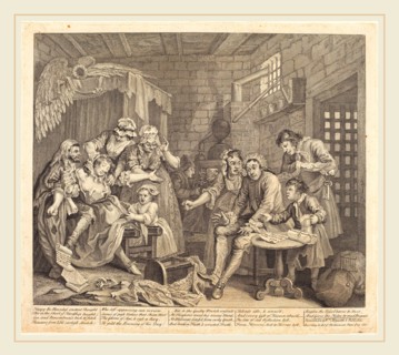 William Hogarth,English, (1697-1764), A Rake's Progress: pl.7, 1735, etching and engraving