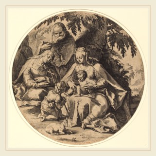 Workshop of Jacob Matham, Hendrik Goltzius, Dutch (c.1598), The Holy Family with Saint Elizabeth
