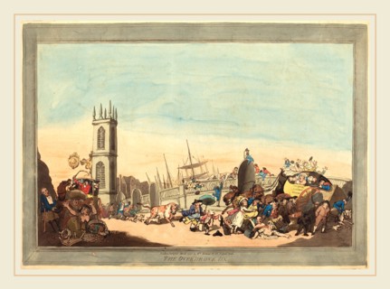Thomas Rowlandson, British (1756-1827), The Overdrove Ox, 1787, hand-colored etching and aquatint