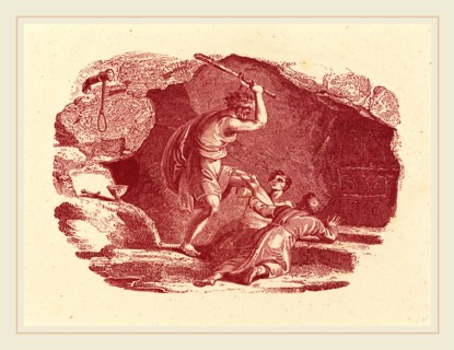 Thomas Bewick, British (1753-1828), Murder Scene, engraving in red on wove paper