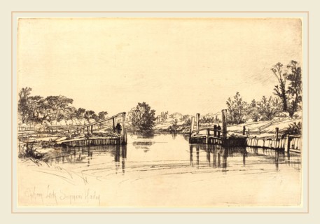 Francis Seymour Haden, British (1818-1910), Eagham Lock, 1859, etching with drypoint on laid paper