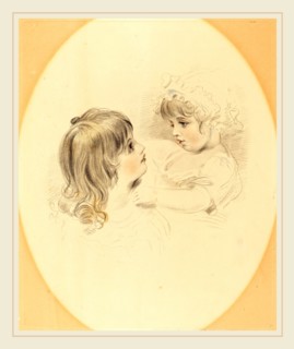 British 19th Century after George Henry Harlow, Two Children, early 19th century, mezzotint