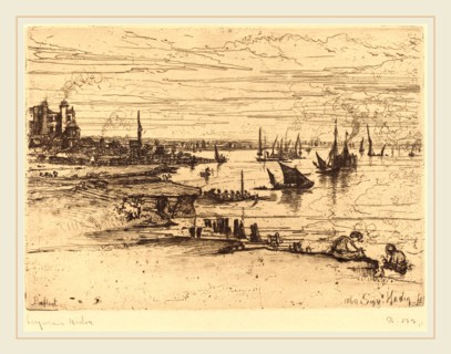 Francis Seymour Haden, British (1818-1910), Opposite the Inn, Purfleet, in or after 1869, etching