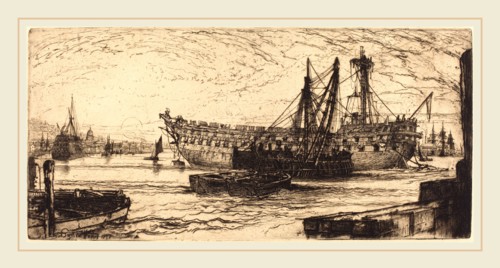 Francis Seymour Haden, British (1818-1910), Breaking Up of the Agamemnon, 1870, etching (copper) in