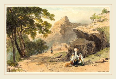 Edward Lear, British (1812-1888), Cervara, hand-colored lithograph