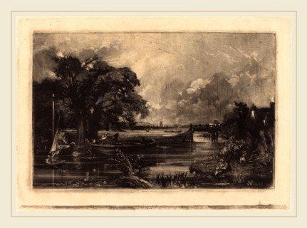 David Lucas after John Constable, British (1802-1881), River Stour, Suffolk, 1830, mezzotint on