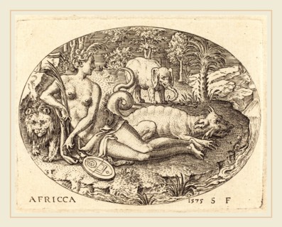 Etienne Delaune, French (1518-1519-1583), Africa, 1575, engraving