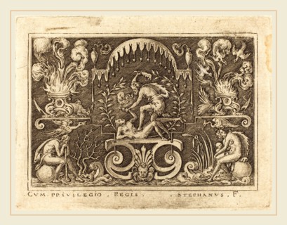 Etienne Delaune, French (1518-1519-1583), Death of Abel, engraving