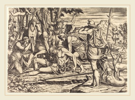 Léon Davent after Luca Penni (French (?), active 1540-1556), The Death of Adonis, etching
