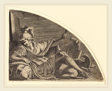 Léon Davent after Francesco Primaticcio (French (?), active 1540-1556), Mars Seated on Trophies,