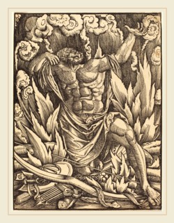 Gabriel Salmon, French (active 1504-1542), The Death of Hercules, woodcut