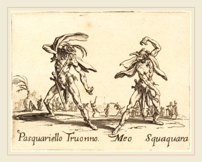 Jacques Callot, French (1592-1635), Pasquariello Truonno and Meo Squaquara, c. 1622, etching