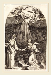 Jacques Callot, French (1592-1635), Christ Walking on the Water [first plate], 1608-1611, engraving