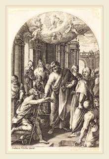 Jacques Callot, French (1592-1635), Peter and John Healing the Lame, 1608-1611, engraving