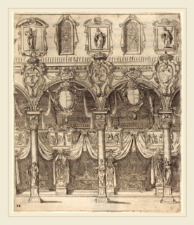 Jacques Callot, French (1592-1635), Side Aisle of San Lorenzo, Florence, 1612, etching