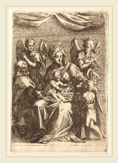 Jacques Callot, French (1592-1635), The Holy Family with Two Angels, etching