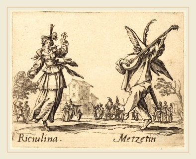 Jacques Callot, French (1592-1635), Riciulina and Metzetin, c. 1622, etching