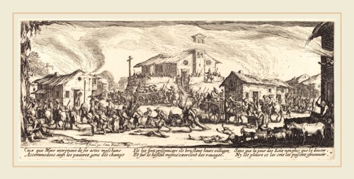 Jacques Callot, French (1592-1635), Plundering and Burning a Village, c. 1633, etching