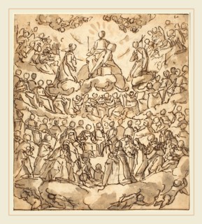 Lazzaro Tavarone, Italian (1556-1641), The Blessed in Paradise with the Virgin and St. John the