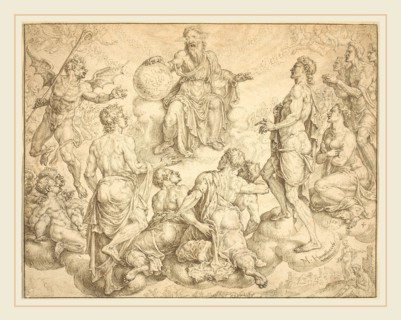 Maerten van Heemskerck (Netherlandish, 1498-1574), Satan Challenges God to Remove his Protection