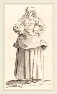Israel Henriet after Jacques Callot, French (c. 1590-1661), Young Woman with Hands on Hips, Front