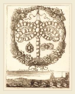 FranÃ§ois Le Febvre, French (active 1635-1657), La veue du pont de Rouen, probably 1665, engraving