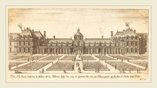 IsraÃ«l Silvestre, French (1621-1691), Palais de la Reyne Catherine de Medicis, 1650-1655, etching