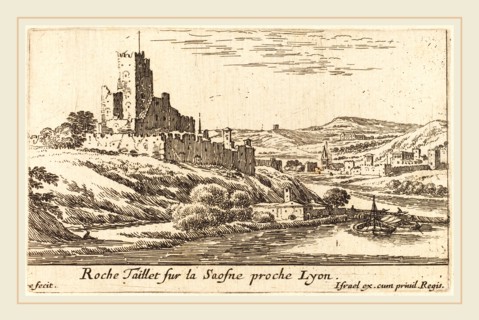 IsraÃ«l Silvestre, French (1621-1691), Roche Taillet sur la Saosne proche Lyon, etching