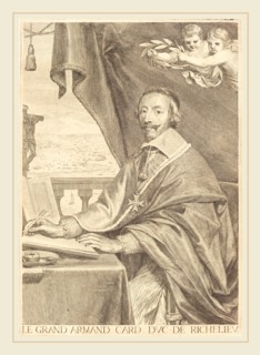 Claude Mellan, French (1598-1688), Armand Jean du Plessis, Cardinal Richelieu, engraving on laid