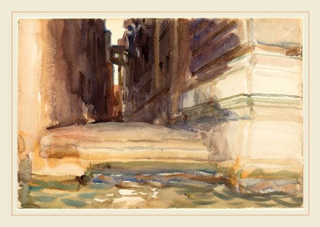 John Singer Sargent, The Calle della Rosa with the Monte di PietÃ , Venice, American, 1856-1925, c.