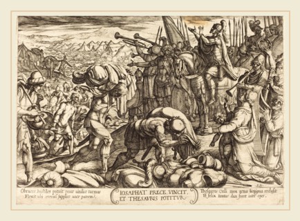 Antonio Tempesta, Italian (1555-1630), Josaphat Thanking God for His Victory, 1613, etching