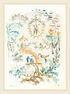 Anne Allen after Jean-Baptiste Pillement, French (active 1790s), Chinese Arabesque with a Monkey,