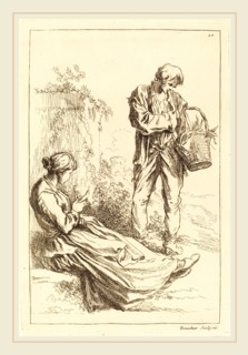 FranÃ§ois Boucher after Abraham Bloemaert, French (1703-1770), Seated Woman with Peasant Boy