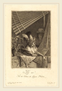 Jacques-Louis Copia after Jean-Baptiste Mallet, French (1764-1799), Par ici, stipple engraving